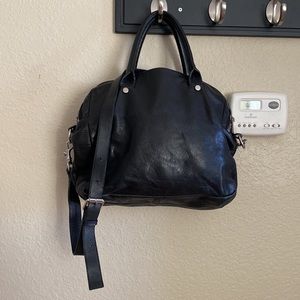 & Other Stories black leather triple zip satchel